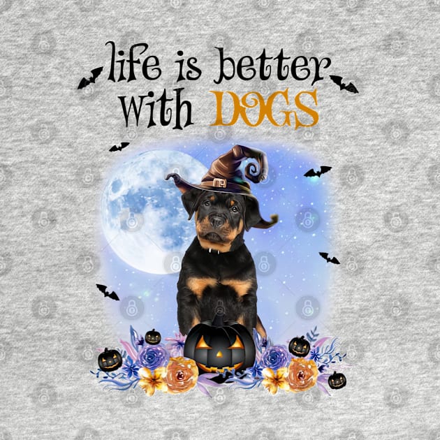 Rottweiler Witch Hat Life Is Better With Dogs Halloween by TATTOO project